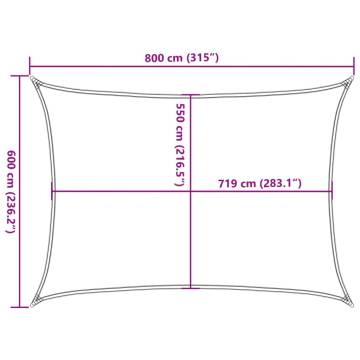 Sunshade Sail 6x8m Rectangular Sand - HDPE UV Protection