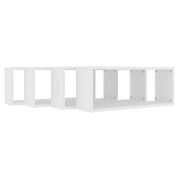 Stylish White Wall Cube Shelf Set - 4 pcs 60x15x23 cm