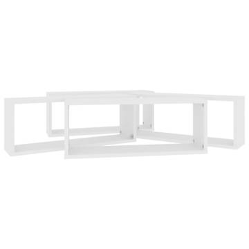 Stylish White Wall Cube Shelf Set - 4 pcs 60x15x23 cm