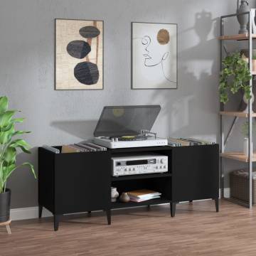 Record Cabinet Black 121x38x48 cm - Stylish Vinyl Storage