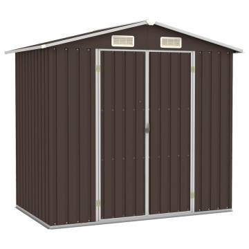 Brown Garden Shed 205x129x183 cm | Galvanised Steel Storage