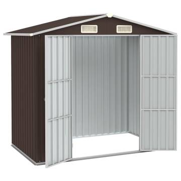 Brown Garden Shed 205x129x183 cm | Galvanised Steel Storage