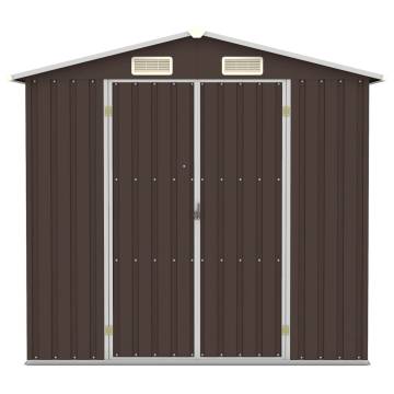 Brown Garden Shed 205x129x183 cm | Galvanised Steel Storage