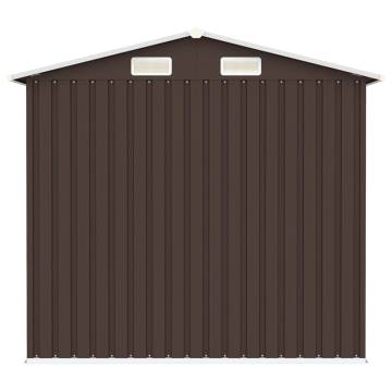 Brown Garden Shed 205x129x183 cm | Galvanised Steel Storage