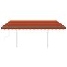 Manual Retractable Awning with LED - 4.5x3m Orange & Brown