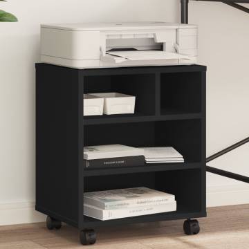 Black Printer Stand with Wheels - 41x32x48 cm | HipoMarket