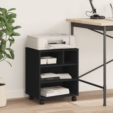 Black Printer Stand with Wheels - 41x32x48 cm | HipoMarket