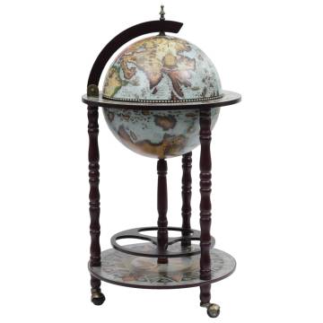 Elegant Globe Bar Wine Stand - Eucalyptus Wood & Blue