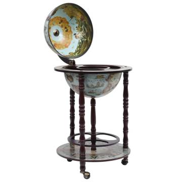 Elegant Globe Bar Wine Stand - Eucalyptus Wood & Blue