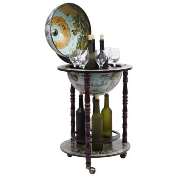 Elegant Globe Bar Wine Stand - Eucalyptus Wood & Blue