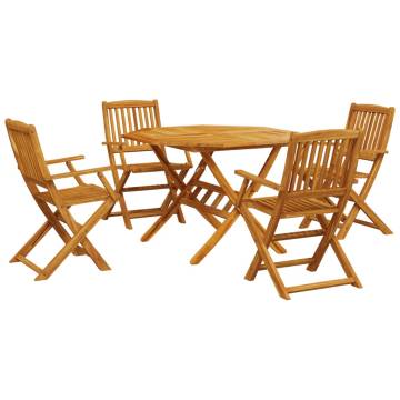 5 Piece Folding Acacia Garden Dining Set - Durable & Stylish