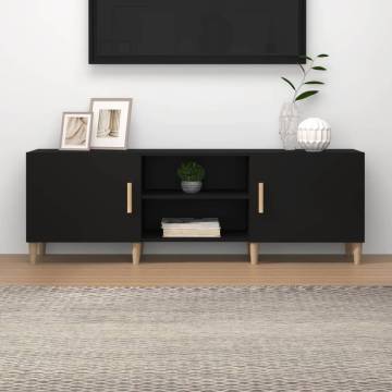 Stylish Black TV Cabinet - 150x30x50 cm Engineered Wood