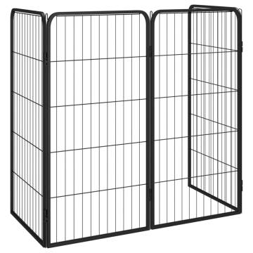 Dog Playpen 4 Panels Black - Heavy Duty Steel | Hipomarket