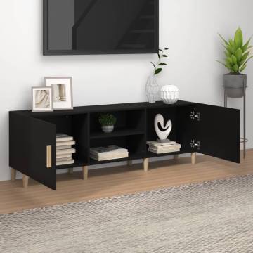 Stylish Black TV Cabinet - 150x30x50 cm Engineered Wood