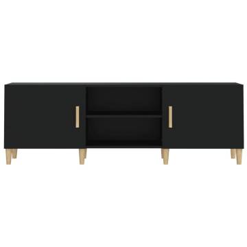 Stylish Black TV Cabinet - 150x30x50 cm Engineered Wood