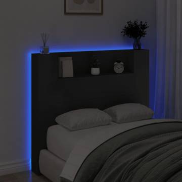 Stylish Black Headboard Cabinet with LED - 120x16.5x103.5 cm