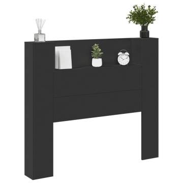 Stylish Black Headboard Cabinet with LED - 120x16.5x103.5 cm