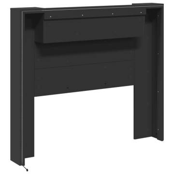 Stylish Black Headboard Cabinet with LED - 120x16.5x103.5 cm