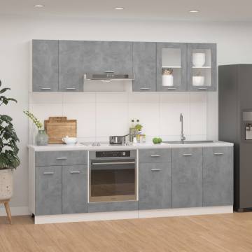 8 Piece Grey Kitchen Cabinet Set - Stylish & Functional | Hipomarket