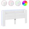 Stylish White Headboard Cabinet with LED - 200x16.5x103.5 cm