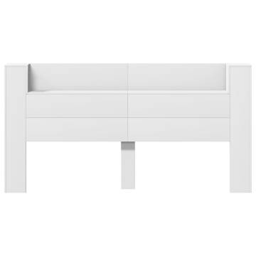 Stylish White Headboard Cabinet with LED - 200x16.5x103.5 cm