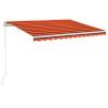 Manual Retractable Awning with LED - Orange & Brown 350x250cm