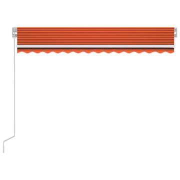 Manual Retractable Awning with LED - Orange & Brown 350x250cm