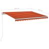 Manual Retractable Awning with LED - Orange & Brown 350x250cm