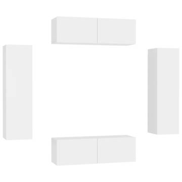 Stylish 4 Piece TV Cabinet Set | White Engineered Wood