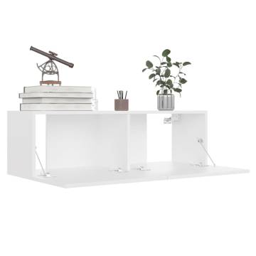 Stylish 4 Piece TV Cabinet Set | White Engineered Wood