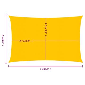 Yellow HDPE Sunshade Sail 2x3m - UV Protection & Durable