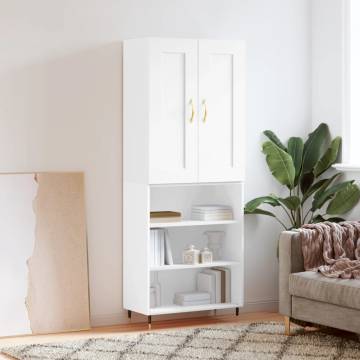 Stylish Highboard White 69.5x34x180 cm - Hipomarket UK