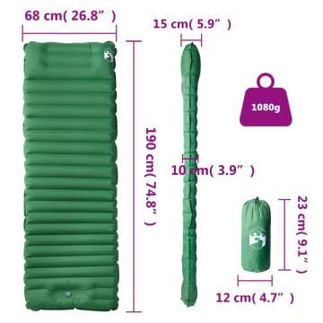 Self Inflating Camping Mattress with Pillow - Green