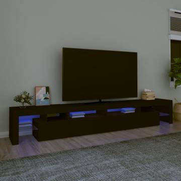 Stylish TV Cabinet with LED Lights - Black 260x36.5 cm