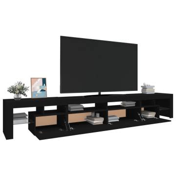 Stylish TV Cabinet with LED Lights - Black 260x36.5 cm