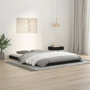 Black Bed Frame 140x200 cm Solid Pine - Modern Bedroom Style