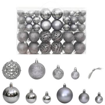 100 Grey Christmas Baubles Set - Shatterproof & Stylish Decor