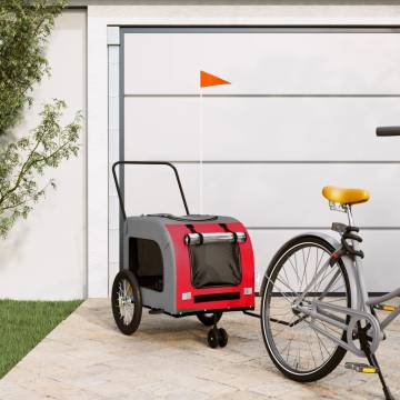 Durable Pet Bike Trailer - Red & Grey Oxford Fabric Design