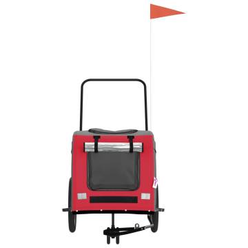 Durable Pet Bike Trailer - Red & Grey Oxford Fabric Design