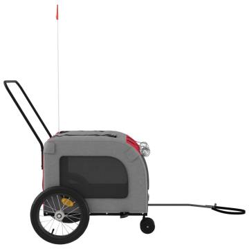 Durable Pet Bike Trailer - Red & Grey Oxford Fabric Design