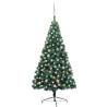 Artificial Half Pre-lit Christmas Tree with Ball Set Green 180 cm Colour green and rose Size 180 x 110 cm Quantity in Package 1 Number of Branch Tips 