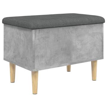 Stylish Concrete Grey Storage Bench - 62x42x46 cm