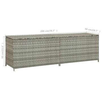 Grey Garden Storage Box 200x50x60 cm | Poly Rattan Storage