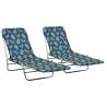 Folding Sun Loungers 2 pcs Steel and Fabric Leaf Pattern Colour multicolour Quantity in Package 2 