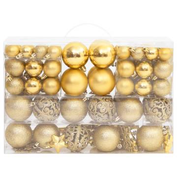 111 Piece Gold Christmas Bauble Set - Shatterproof & Stylish