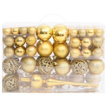 111 Piece Gold Christmas Bauble Set - Shatterproof & Stylish