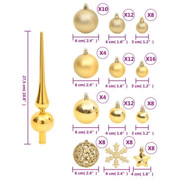 111 Piece Gold Christmas Bauble Set - Shatterproof & Stylish