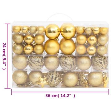 111 Piece Gold Christmas Bauble Set - Shatterproof & Stylish