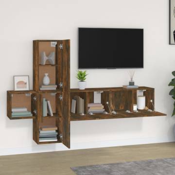 5 Piece TV Cabinet Set in Smoked Oak - Stylish & Practical