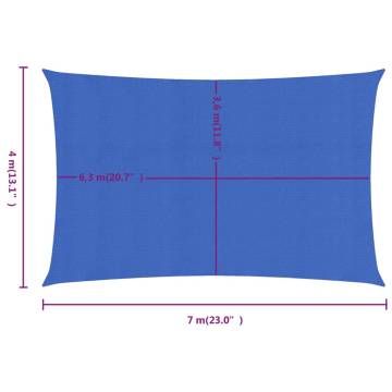 Blue Rectangular Sunshade Sail 4x7 m - Durable & UV Resistant